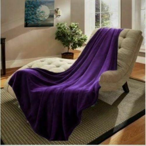 50in x 60in Geometric Dark Lilac and Taupe Printed Plush Fleece Throw Blanket 