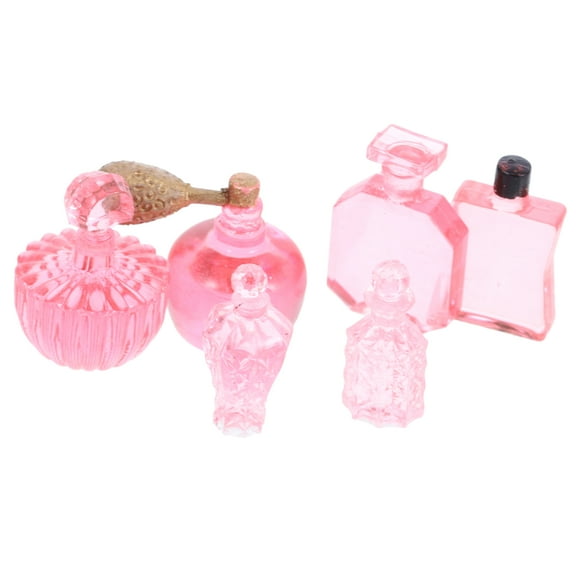 YSNOOWE 6Pcs Pink Miniature Perfume Bottles for Dollhouse Decor Resin and Compact 1.57X0.59X0.47In