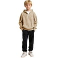 thumbnail image 4 of Cethrio Hoodies for Boy Size 10-12, Pullover Casual Long Sleeve Half-zip Boys Sweatshirts Beige, 4 of 4