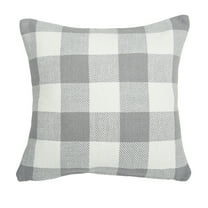 Franklin Slate Gingham Check Woven Throw Pillow, 18" x 18"