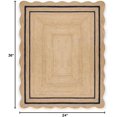 thumbnail image 2 of Rajputana Natural Jute Scalloped Bohemian Decor Handwoven Custom Decorative Rug (BD1) (2x3 ft-BLK), 2 of 4