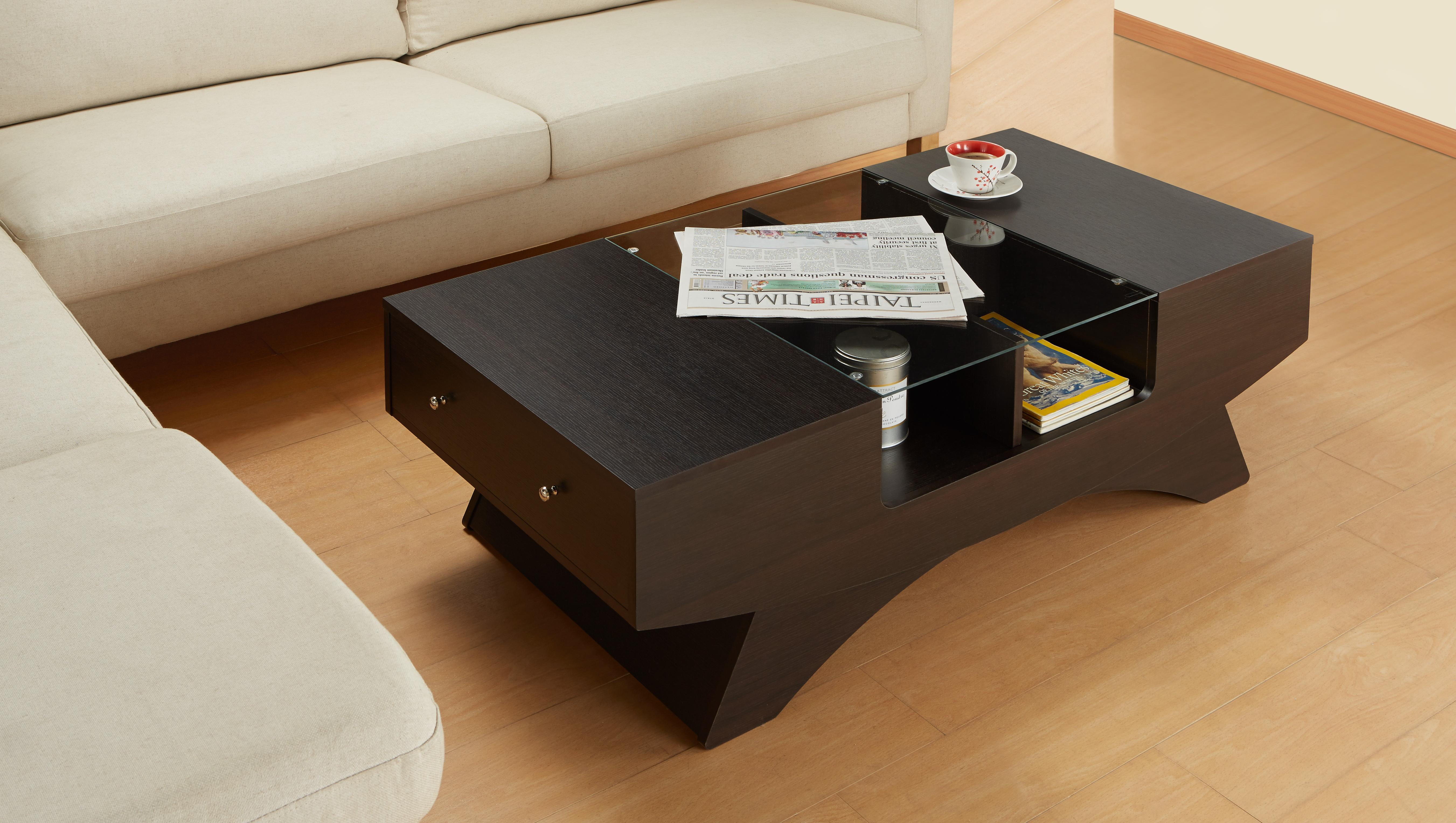 Vesta 2Drawer Glass Insert Coffee Table