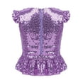 thumbnail image 2 of Haitryli Kids Girls Sparkly Sequins Ruffle Flutter Sleeve Peplum Top Shirt Mermaid Theme Birthday Lavender 10, 2 of 5