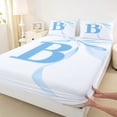 thumbnail image 4 of Manfei Shabby Chic Bow Tie Letter Monogrammed B Bed Sheets 4pcs for Girls Women,Blue Ribbon Bow Knot King Sheets for Kids Teens,Luxury Bedroom Decor, 4 of 5