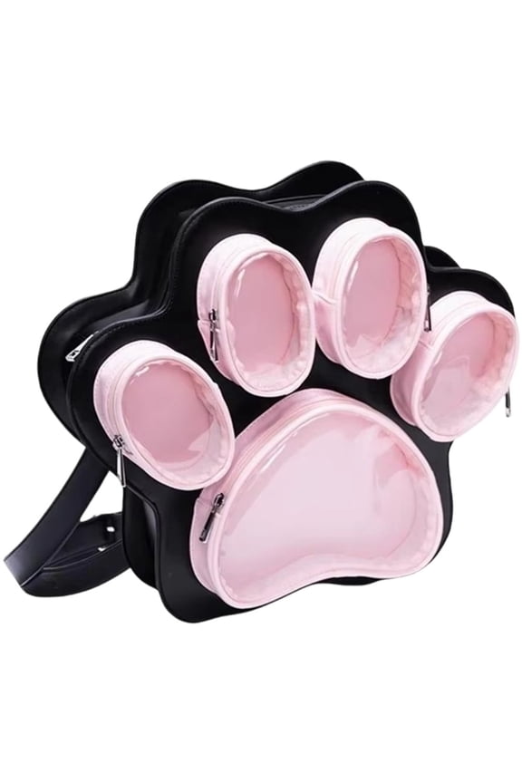 Cat Paw Ita Backpack, Pin Display Crossbody Rucksack, Pink