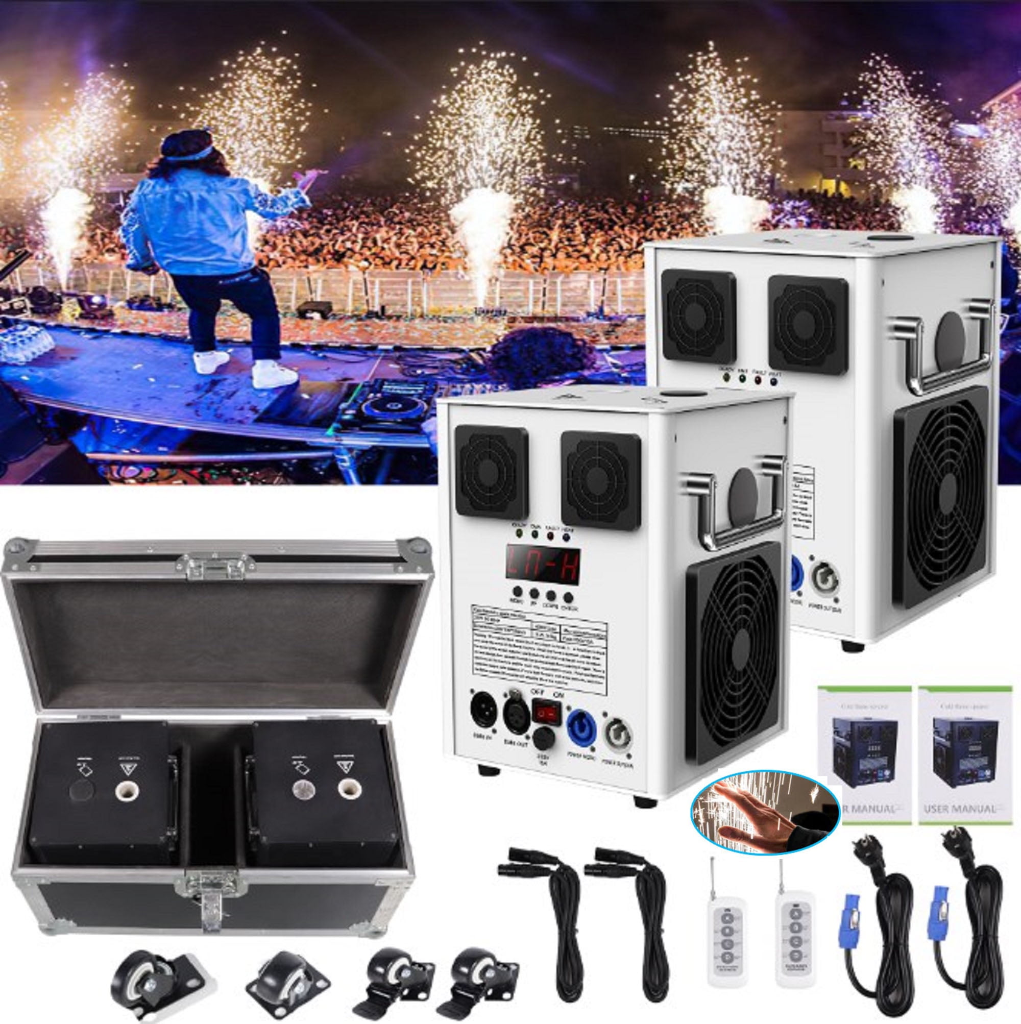 Cold Spark Firework Machine 316FT Adjustable Flame DMX Stage Equipment