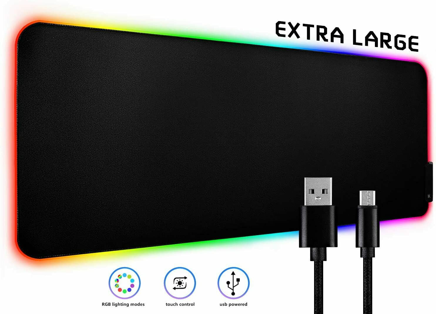 RGB Gaming Mouse Pad , LED Mice Pad, Non-Slip, Computer Desk Mat, Water