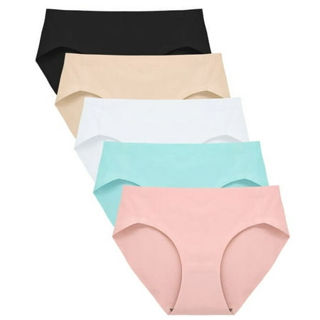 

FallSweet No Show Underwear for Women Seamless High Cut Briefs Mid-waist Soft No Panty Lines Pack of 5