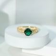 thumbnail image 3 of Rosec Jewels Lab Created Emerald Solitaire Gold Engraved Ring for Women (8 mm, AAAA Quality), 14K Yellow Gold, US 8.50, 3 of 8