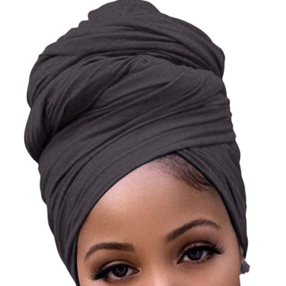 Xingzhi Turban Knot Simple Style Hijab Multipurpose Beanie Stretch Headscarf Breathable Loss Bonnet Headwear for Women Accessories Dark gray