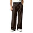 thumbnail image 3 of Nestiefly Men's Baggy Casual Dress Pants Wide Leg Pants Old Money Pleated Loose Relaxed Fit Slacks Business Trousers Brown XL, 3 of 7