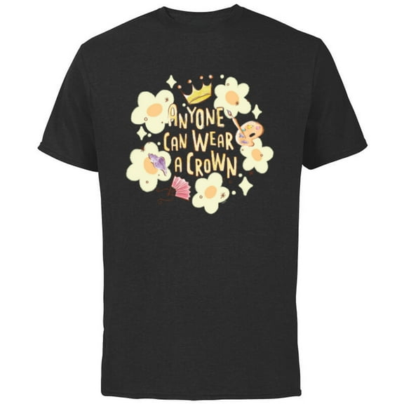 Disney Princess Anyone Can Wear a Crown - Short Sleeve Cotton T-Shirt for Adults - Customized-Black