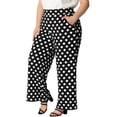 thumbnail image 4 of CURVY GLAM Women's Plus Size Elastic Waist Wide Leg Palazzo Oversize Pants 1X Black, 4 of 7
