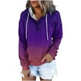 thumbnail image 3 of Jinhomg Women's Thin Fleece Hooded Sweatshirt Fall Lightweight Gradient Pullover Tops Casual Comfy Long Sleeve Drawstring Hoodies with Pocket 90 off Clearance Sale Purple XXL, 3 of 6