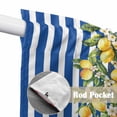 thumbnail image 2 of Blue Stripes Lemon Kitchen Window Curtains, Swag Curtains Valance for Bedroom Living Room Bathroom, Spring Fruit Flowers Leaves Line Rod Pocket Window Treatment Curtain Block Drapes 2 Panels 28"x36", 2 of 9