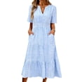 thumbnail image 2 of Summer Fashion Sun Dresses for Womens 2026 Plus Size Casual Dress Gradual Sleeveless Neck V-Neck Long Dress, 2 of 8