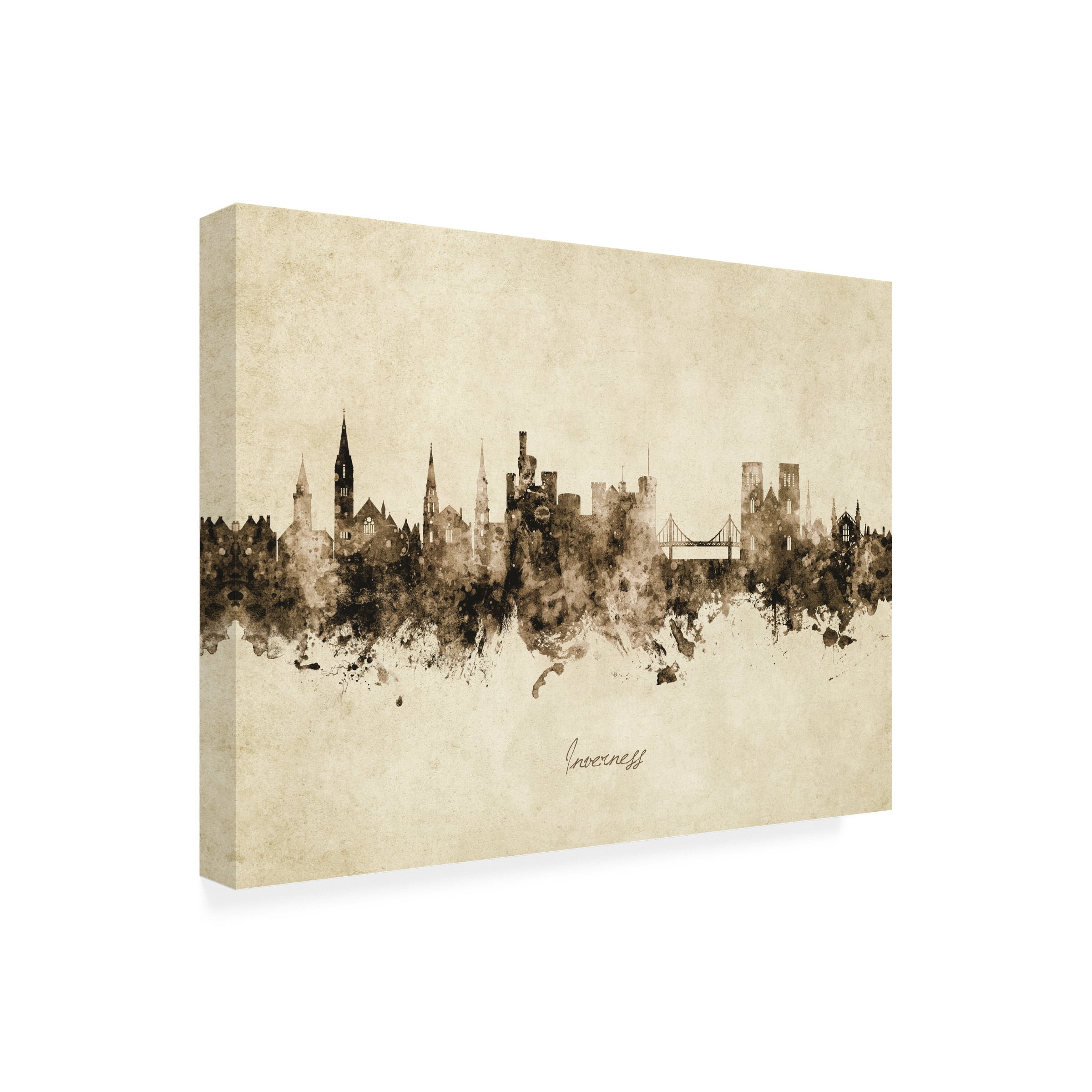 Michael Tompsett 'Inverness Scotland Skyline Vintage' Canvas Art