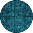 thumbnail image 1 of Ahgly Company Indoor Round Abstract Turquoise Blue Modern Area Rugs, 5' Round, 1 of 4