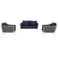 thumbnail image 5 of Modway Stance 3 Piece Outdoor Patio Aluminum Sectional Sofa Set in White Navy, 5 of 5
