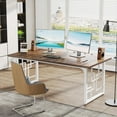 thumbnail image 2 of Tribesigns 63" Large Office Desk, Industrial Executive Desk, Wooden Computer Desk with White Metal Legs, Simple Study Writing Table, Big Workstation Business Furniture for Home Office, 2 of 7
