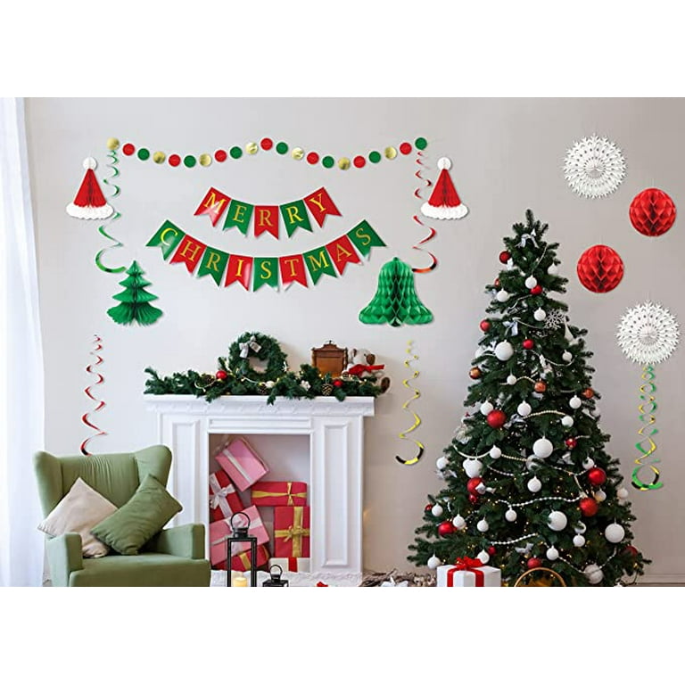 Christmas Themed Party Decorations Supplies Includes Xmas Deer Snowman  Santa Claus Honeycomb Balls Banner, Paper Snowflake Fans, Paper Lanterns, POM  Poms Flower - China Christmas Party Decoration Supplies and Party Paper  Decoration