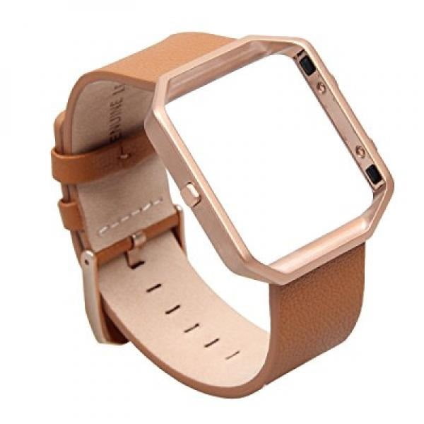 Fitbit Blaze Leather Accessory Band & Frame Camel Brown Wrist Strap Small Large 