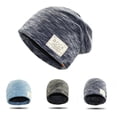 thumbnail image 3 of Ruanlalo Hip Hop Cap Winter Solid Color Beanie ROCK Patch Fleece Lining Casual Men Hat Black, 3 of 6