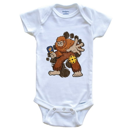 

Bigfoot Pickleball Baby Bodysuit - Sasquatch Playing Pickleball One Piece Baby Bodysuit
