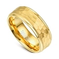 thumbnail image 2 of 8mm Hammered Tungsten Rings for Unisex Wedding Engagement Bands Gold Brushed Step Edge Size 7-12, 2 of 3