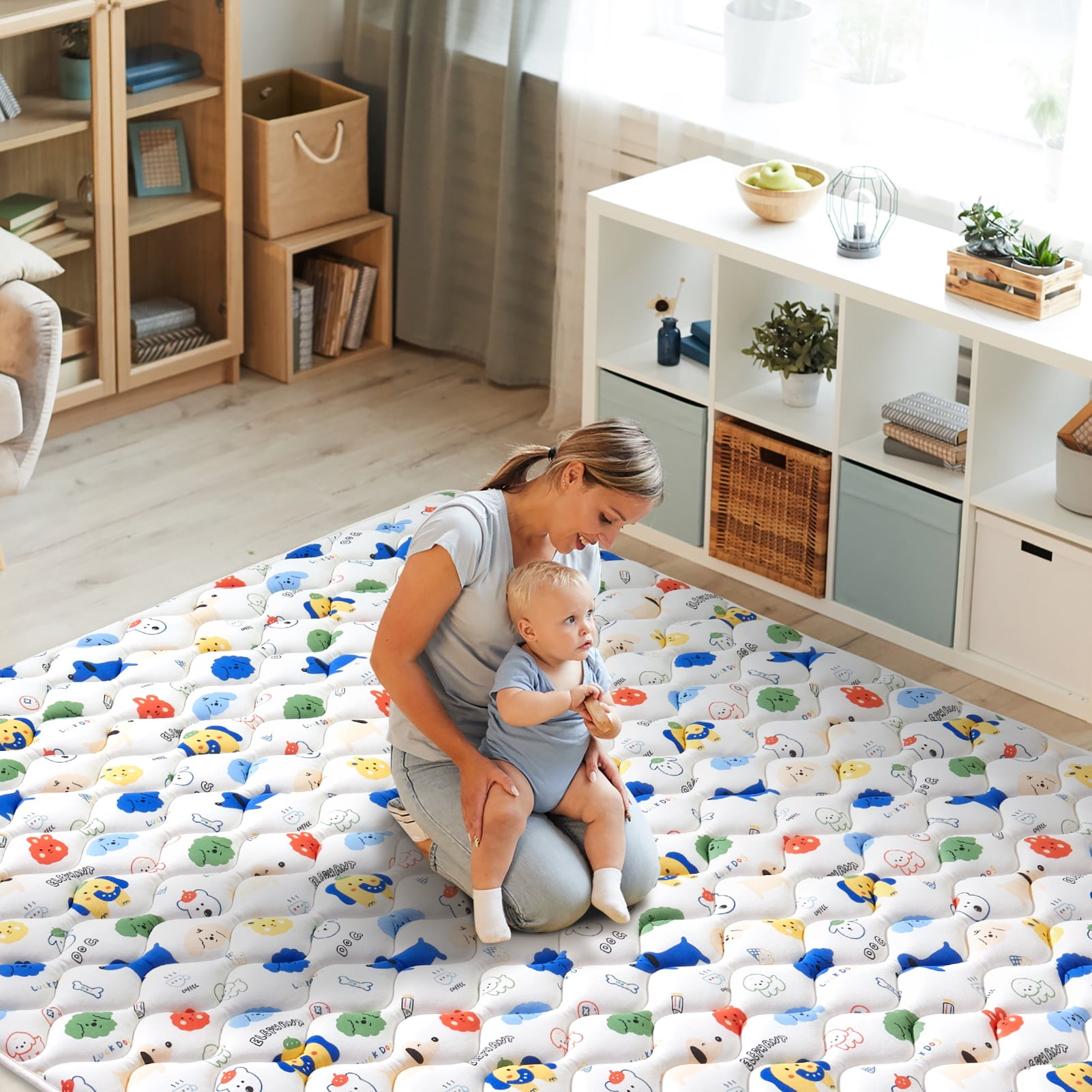 VIVIDVIBEBEARPAS Premium 71"x59" Extra Soft Foam Crawling &Baby Play Mat - Non-Slip, Machine Washable for Infant Toddler Floor Activity and Tummy Time