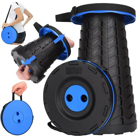 Fishboy Taburete plegable mejorado, peso máximo de 400 libras, ligero pero resistente, portátil, retráctil, plegable, telescópico, taburete de camping para adultos, pesca al aire libre, senderismo, vi