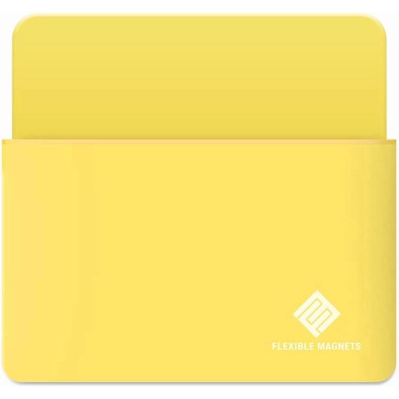 Magnetic Marker Holder, Storage Organizers for Whiteboard, Refrigerator, Metal Locker and Cabinets -Strong Durable Plastic With Magnetic Back. Includes 4 Colored Markers With Eraser On Cover. (Yellow)