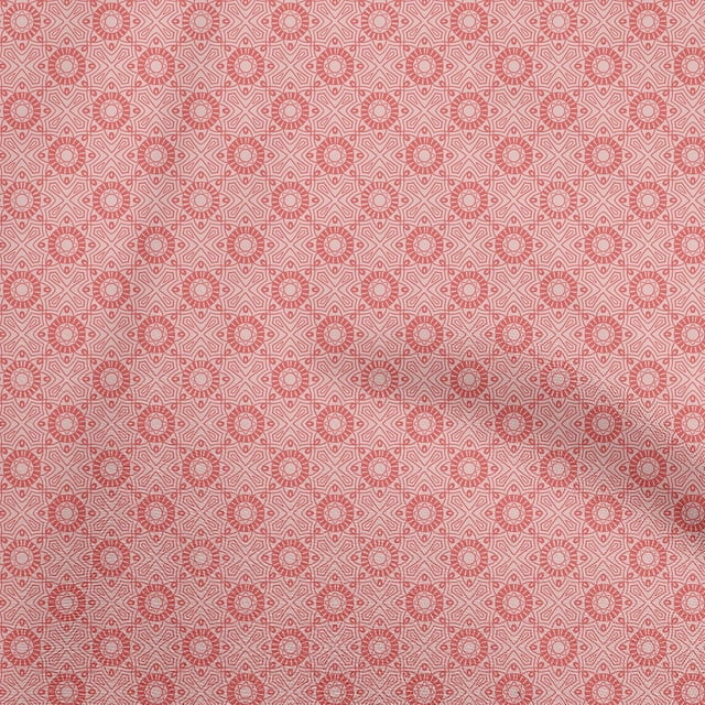 oneOone Georgette Viscose Light Red Fabric Asian Tile Fabric For Sewing Printed Craft Fabric By The Yard 42 Inch Wide