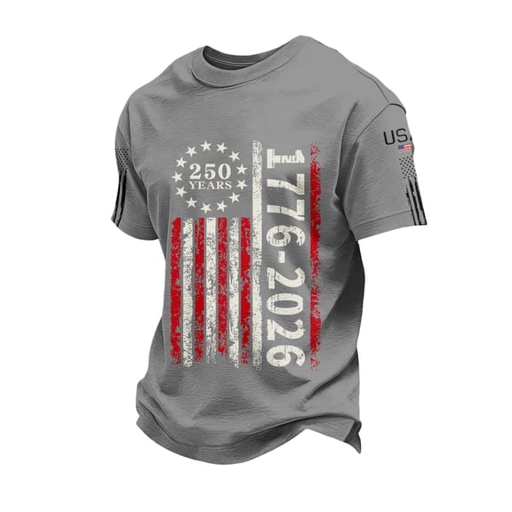 Dwelliawo Usa Olympic Apparel American Flag Shirt 1776-2026 T Shirts 250 Anniversary Usa America Independence T Shirt Pullover Light Gray 3XL