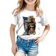 thumbnail image 4 of Toddler Girls USA 250th Anniversary T Shirt Patriotic American Flag Eagle Print Short Sleeve Tops Casual Comfort Tee for 1776-2026 America 250 Years Celebration Gibobby,3-4 Years,White, 4 of 5