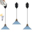 thumbnail image 1 of FSLiving Adjustable Levitate Track Pendant Light H-Type Retractable Lift Track Lamp with Blue Metal Shade Remote Control Dimmable Color Changing Light for Kitchen Island Living Room - Set of 3, 1 of 9