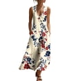 thumbnail image 3 of VBVC Women's Floral V-Neck Sleeveless Maxi Dress,Button Detail Loose Flowy Dress For Women,Ladies' Casual Patriotic Summer Sundress with Pockets,Multicolor,S-3XL, 3 of 8