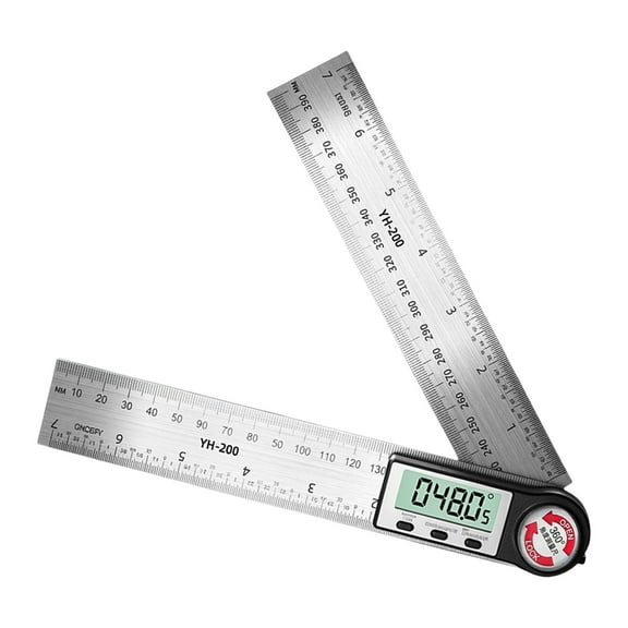 Digital Angles Finders 200mm Stainless Steel Protractors with High Accuracy LCD Display for Engineers & Woodworkers
