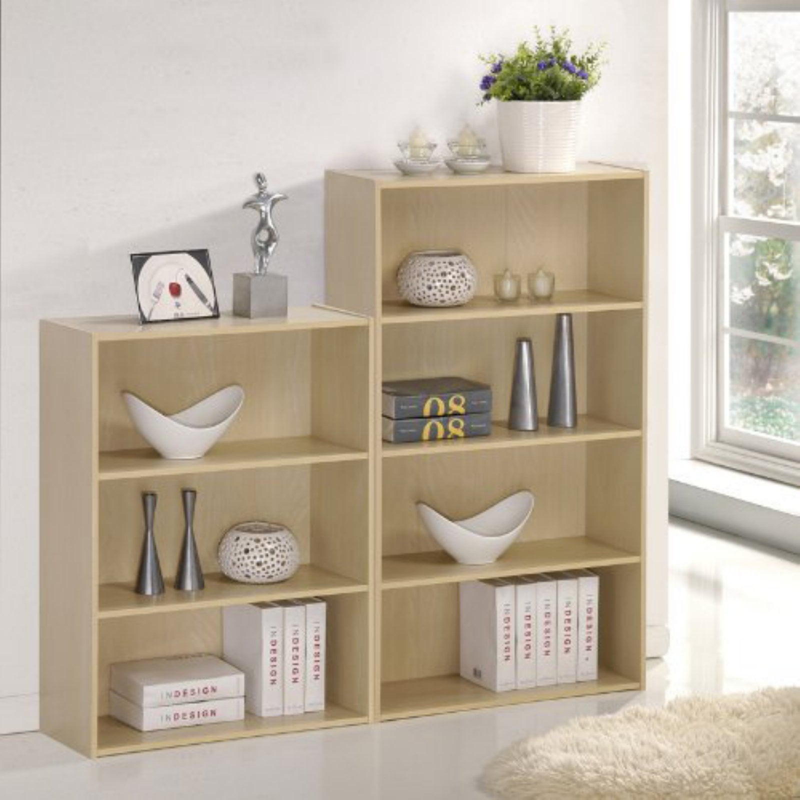 Furinno 11209SBE Pasir 4 Tier Open Shelf, Steam Beech