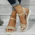 thumbnail image 5 of Jacenvly 2024 New Women's Thick Soled Shoes Rope Comfortable Slippers One Line Buckle Sloping Heel Sandals Khaki Sandals for Women, 5 of 7
