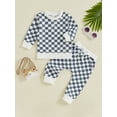 thumbnail image 2 of FEORJGP Kids Boys 2-piece Outfits 6M 12M 18M 2T 3T 4T Toddler Baby Plaid Long Sleeve Sweatshirts Crew Neck -Pullovers Tops with Elastic Waist Sweatpanshion Vintage Casual Spring Fall Outfits, 2 of 7
