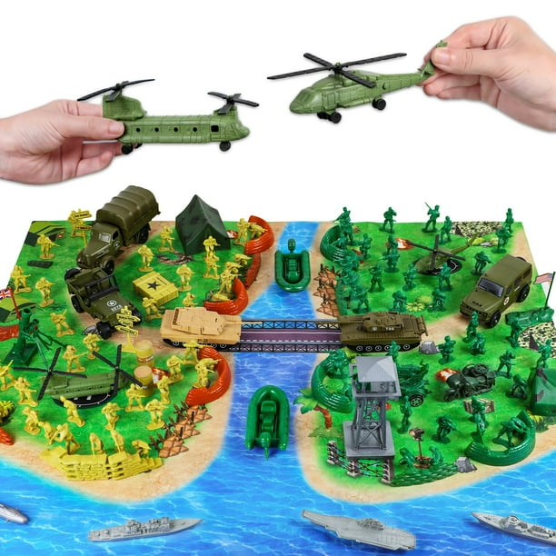 Set de juego militar Toy Army Men, 124 piezas, para niños de 3 a 12 años