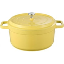 Dutch Oven Pot With Lid, 4 Qt Nonstick Enameled Dutch Oven for Bread Baking, Dual Handles Ceramic Saucepan, Kitchen Cookware for Braising Stews Roasting Baking, Safe across All Cooktops (Yellow)