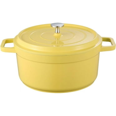 Dutch Oven Pot With Lid, 4 Qt Nonstick Enameled Dutch Oven for Bread Baking, Dual Handles Ceramic Saucepan, Kitchen Cookware for Braising Stews Roasting Baking, Safe across All Cooktops (Yellow)