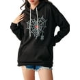 thumbnail image 1 of Faithtur Femmes Sweat à Capuche, Manches Longues à Capuche Broderie Cobweb Coeur Pull-Over Casual Tops, 1 of 9