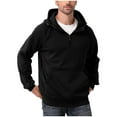 thumbnail image 4 of Zylanna Men's Hooded Sweatshirts with Pockets, Solid Color Half-Zip Soft & Warm Casual Sport Hoodies Pullover for Men Black, 4 of 8
