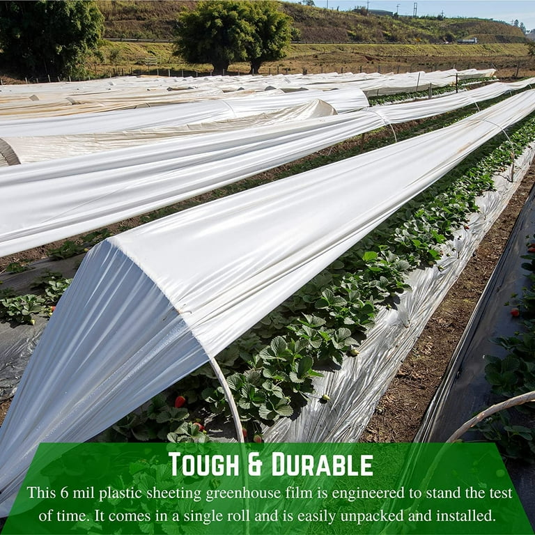 VEVOR 12 ft. x 25 ft. 6 Mil Greenhouse Film UV Resistant Superior