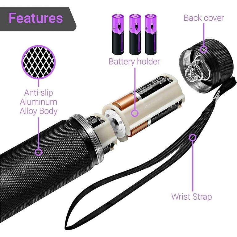  UV Blacklight Flashlight with UV Sunglasses, Super Bright 100  LED 18W 395nm Portable Blacklight Ultraviolet Detector Flashlight for  Scorpions, Home & Hotel Inspection, Pet Urine & Stain Detection : Pet  Supplies