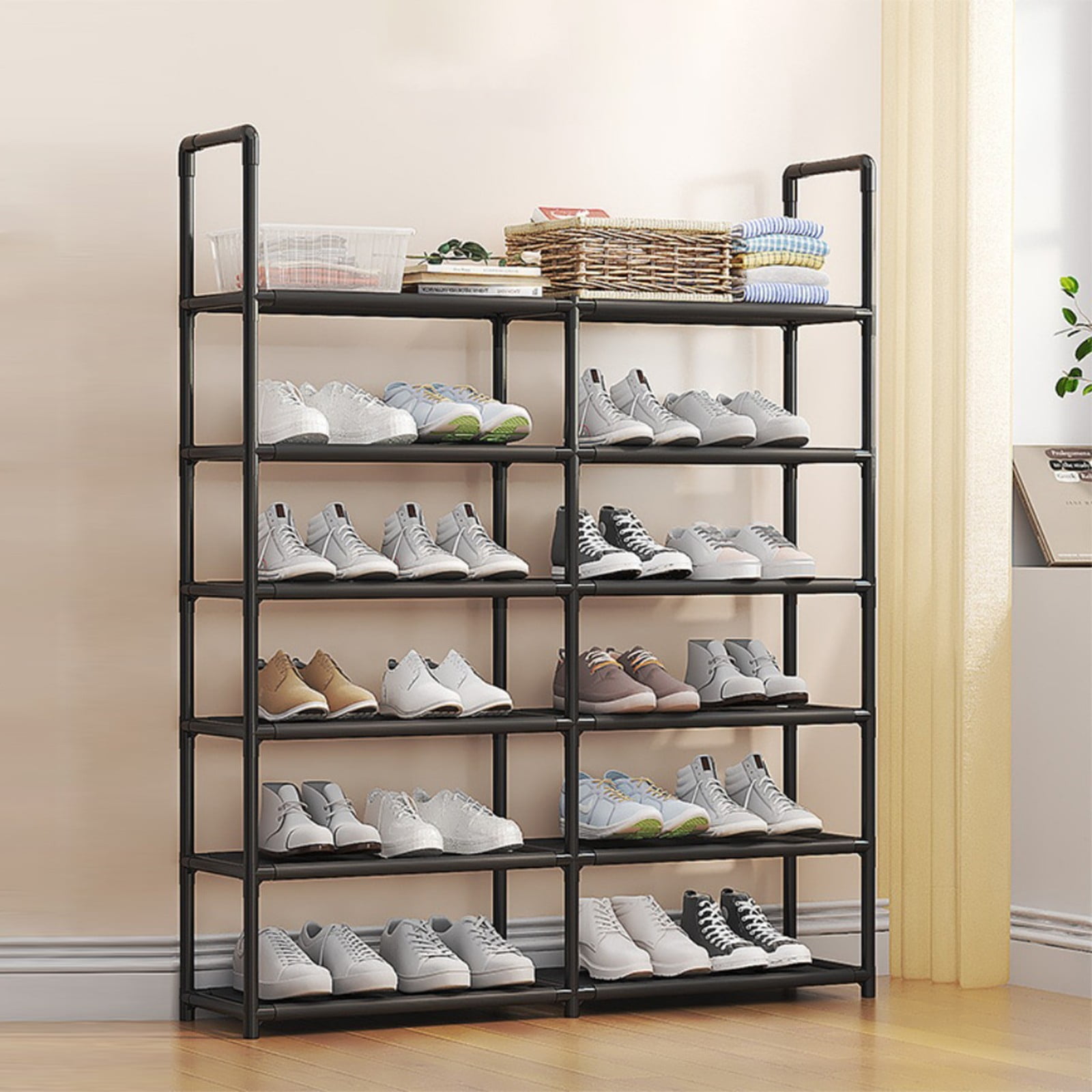 Shoe Rack | Shoe Cabinet & Storage Shelf | Multi-Tier Organizer for Entryway, Closet, or Mudroom | DIY Assembly Steel Frame | 5-Tier Shoe Storage Solution for Home Organization