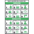 thumbnail image 1 of Señal de seguridad: "Que hacer en caso de huracanes e inundaciones", verde y negro. Plástico estireno calibre 40, interior y exterior, 32 x 25 cm. Señalamiento, Cartel, Letrero cuadrado, Señalización., 1 of 5